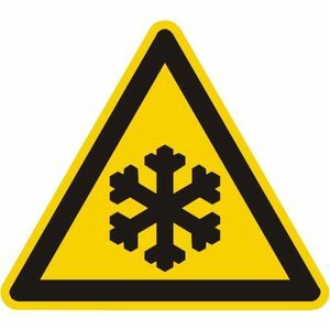 Warning signs indicating slippery or icy surfaces
