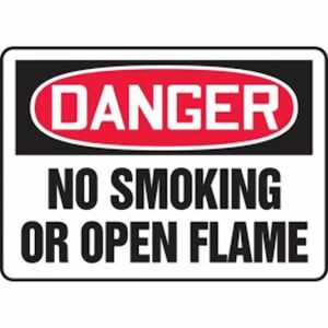 No Smoking or Open Flame sign